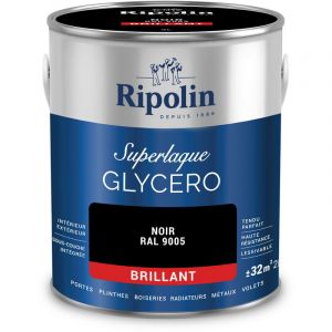 Ripolin Peinture Couleur Superlaque Glycéro 2en1 Brillant - 2L - Noir RAL 9005