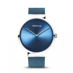 Bering Montre 14539-308 - Boîtier acier brillant cadran bleu bracelet acier milanais bleu Homme