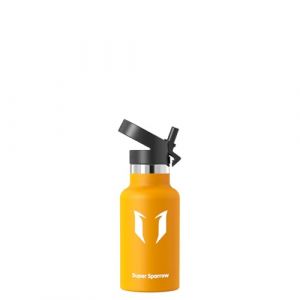 Super Sparrow Gourde Isotherme - 18/10 Ultra Léger Bouteille Isotherme - 350ml - Gourde Sport Étanche Avec Couvercle à Paille - Gourde Enfant sans BPA, pour Voyages, L'école, Bureau, Maison