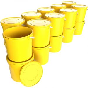 Seau avec couvercle 10 litres en jaune - 20 pièces