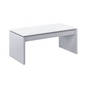 Image de Table basse Dlenzin, Table basse avec plateau relevable, Table basse pour le salon, 102x50h43/54 cm, Blanc brillant - Dmora