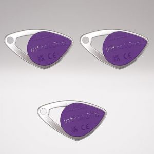 Lot de 3 badges électroniques Intratone Violet - Badges Mifare en inox 08-0109 + 1 porte-clés Domobip