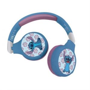 Lexibook Casque 2 en 1 Disney Stitch Sansfil Bluetooth 5.0 ou c&acirc;ble audi Batterie recha