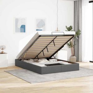 VidaXL Cadre de lit ottoman sans matelas gris foncé 140x190 cm tissu