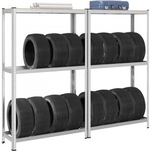 VidaXL Tagères à pneus à 2 niveaux 2 pcs acier et bois d'ingénierie
