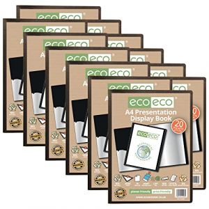 Eco-eco A4 50% Recyclé 20 Couleur Noir Pocket Présentation Affichage du Livre (Paquet de 12)