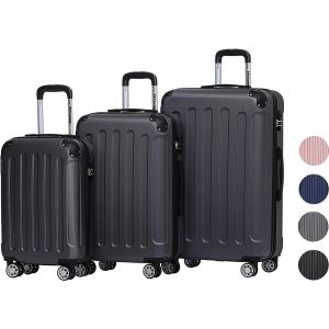 Set de valises TRVLMORE - 3 pièces - 38L + 70L + 110L - Noir