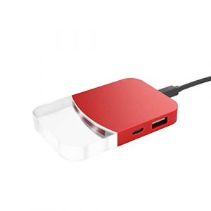 Xoopar HUB USB 4 en 1 Ultrafin Mini Ilo Hub USB Data Transfer 3 USB 2.0 1 USB-C Hub USB Compatible avec Windows XP/Vista / 7/8 / 10, Mac OS, Linux (Red)