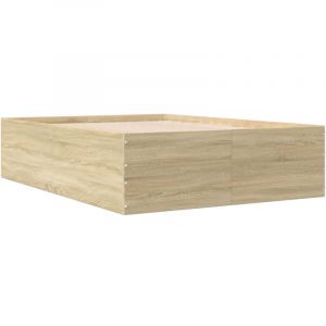 VidaXL Cadre de lit ch&ecirc;ne sonoma 120x190 cm bois d'ing&eacute;nierie Brun