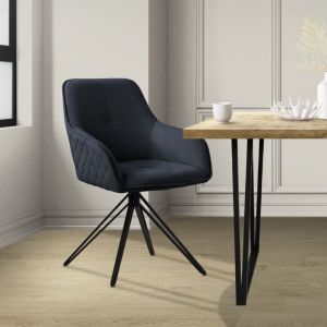 ML-Design Chaise de salle à manger pivotante en textile tissé noir chaise de salon cuisine pivotante à 360° fauteuil ergonomique