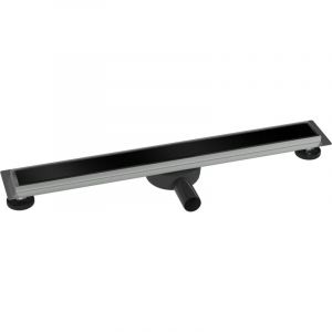 Bernstein Caniveau de douche à l'italienne Acier inox avec Siphon évacuation, Drain de cabine de douche Filtre anti-odeurs - FlexGL01-3 - Verre noir - Taille