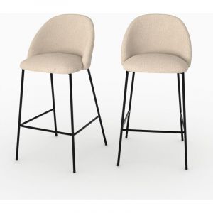 Rendez Vous Déco Rendez-vous Déco - Chaise pour îlot central en tissu bouclé crème 66 cm (lot de 2) - karl