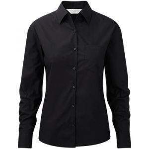 Russell Jerzees - Chemisier à manches longues 100% coton - Femme (2XL - FR 46) (Noir) - UTBC2734