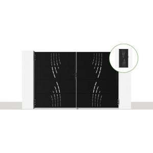 Portail battant NALI VELETA 3m H.200cm + Portillon 1m H.200cm noir