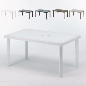 Grand Soleil Table en rotin synthétique rectangulaire 150x90 BOHEME - couleur:Blanc