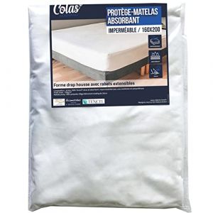 COLAS NORMAND Protège Matelas Mira, imperméable 160 x 200 cm Blanc