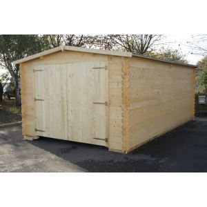 Image de Chalet et Jardin Grenat - Garage en bois de sapin 34 mm avec double porte 20,83 m2