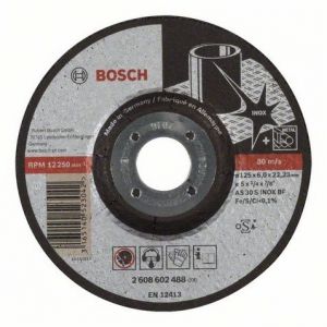 Bosch 2608602488 - Meule EXPERT &agrave; &eacute;barder &agrave; moyeu d&eacute;port&eacute; Sp&eacute;cial Inox 125X6.0 MM