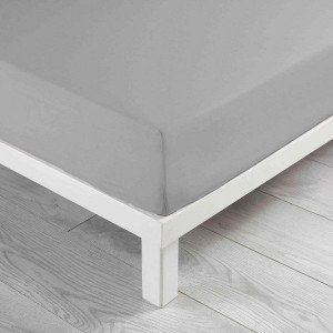 Drap housse coton lavé (140 cm) Linette Gris