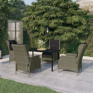 VidaXL Ensemble de salle à manger de jardin 5 pcs Marron