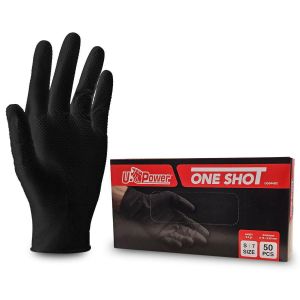 U-Power Gants nitrile jetables noir texture diamant&Eacute;e 8g - 50 pcs - taille 7