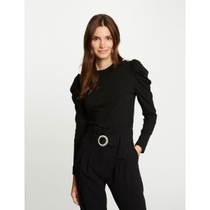 Morgan T-shirt manches longues c&ocirc;tel&eacute; noir femme - Taille XS