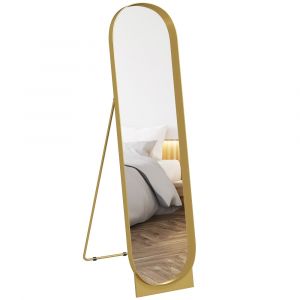 Homcom Miroir sur pied arqué cadre en métal film antidéflagrant doré