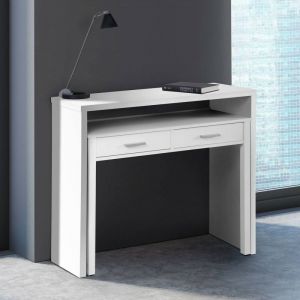 Bureau console extensible 2 tiroirs L100 cm