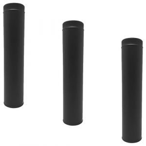 Lot de 3 MonMobilierDesign TDPI1000 Conduit double paroi isolé polycombustible longueur 100 cm Noir Ø100