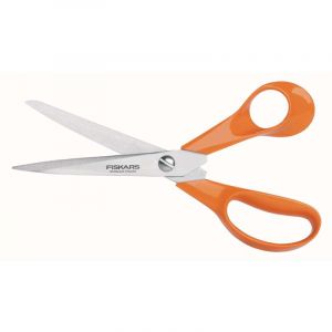 Fiskars Classic Ciseaux de Cuisine Universels, Pour Droitier, Longueur Totale : 21 cm, Vis Torx Améliorée et Poignée Plus Ergonomique, Emballage Durable, Acier de Qualité/Plastique, Orange, 1075031