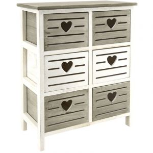 Aubry Gaspard Commode en bois ajouré Coeur 6 tiroirs Multicolore