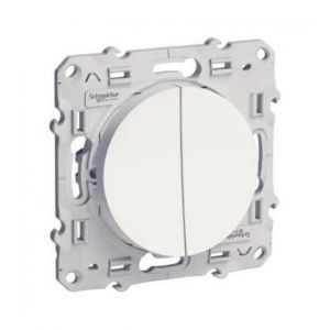 Schneider Electric Odace, Va-Et-Vient + Va-Et-Vient Lumineux Blanc - 10 A - A Vis - Led Orange 1,5 Ma