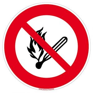 Image de Signaletique.biz France - Panneau Flamme Nue Interdite. Signalisation Interdiction. Sticker Interdiction Flamme Nue, Panneau pvc, Alu - Adhésif