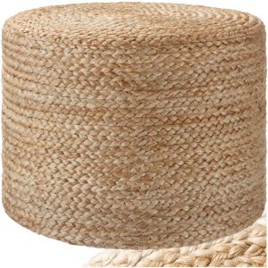 TecTake Pouf BANNO CYLINDER rond doux en jute style bohème fait main 100 % fibres naturelles
