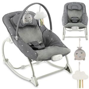 Momi Lapis Transat B&eacute;b&eacute; Avec Module Sensoriel - 8 M&eacute;lodies - 3 Modes De Vibration - Gris Fonc&eacute;