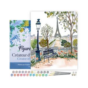 Peinture au num&eacute;ro : Aquarelle Jardin de Paris - Toile tendue sur ch&acirc;ssis