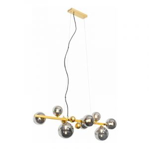 Qazqa David - Suspension multiples Art Deco - 8 lumi&egrave;re - l 98 cm - Dor&eacute;/Laiton - Art Deco - &Eacute;clairage int&eacute;rieur - Salon i Chambre i Cuisine i