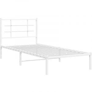VidaXL Cadre de lit m&eacute;tal avec t&ecirc;te de lit blanc 90x200 cm