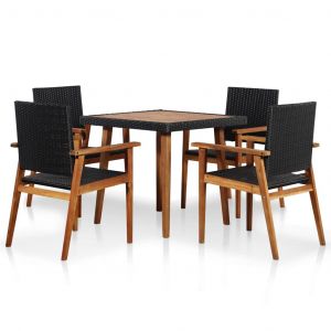 Image de VidaXL Mobilier ? d?ner de jardin 5 pcs R?sine tress?e Noir et marron