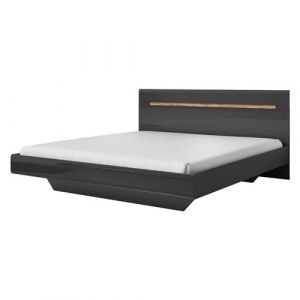 Lit adulte design 180x200 collection lucia Coloris gris et c ne Gris