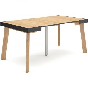Table console extensible, Console meuble, 160, Pour 8 personnes, Pieds en bois, Style moderne, Chêne - Skraut Home