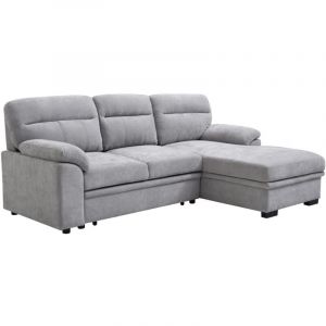 Canapé d'angle droit convertible en tissu gris ulenio