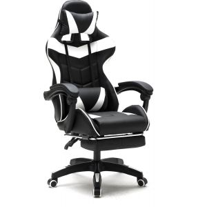 Chaise de jeu DMV - Extensible - Max. 110kg - Coussin de nuque inclus - 128 x 63 x 50cm - Noir & Blanc