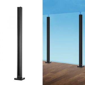 Pinces &agrave; Verre en Acier Inoxydable 304-VEVOR-Pince de Cl&ocirc;ture en Verre de 950 mm de Hauteur-pour Balcon Jardin Terrasse-Noir