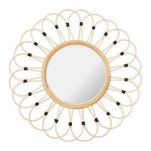 Ostaria Miroir rond rotin Marguerite naturel D50