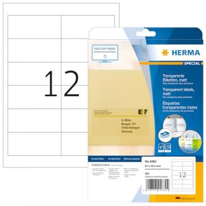 Herma 4682 Étiquettes en plastique A4 97 x 42,3 mm 300 pièces Transparent