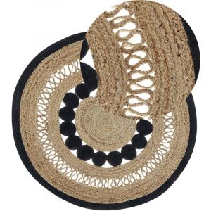 Beliani Tapis tress&eacute; boho en tissu beige YOZGAT