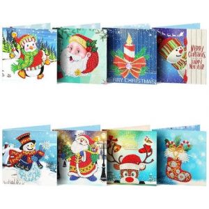Rubye Cartes de No&euml;l avec peinture au diamant - Adultes avec peinture au diamant - Avec enveloppes - No&euml;l - 8 pi&egrave;ces