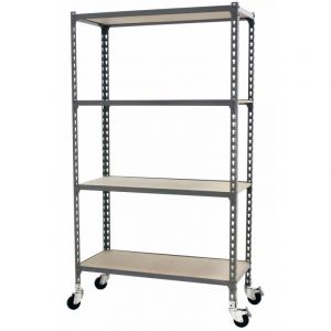 &Eacute;tag&egrave;re m&eacute;tallique grise 4 niveaux Maderclick Mobile mini SimonRack