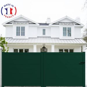 Packit Portail aluminium coulissant plein en kit dimensions L.4000 (entre piliers) x H.1700 mm Couleurs Vert (ral 6005)
